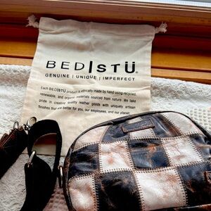 BED|STU Black and Brown Crossbody Bag Patchwork Design